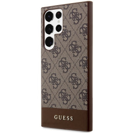 Guess 4G Stripe Collection dėklas, skirtas Samsung Galaxy S23 Ultra - rudas