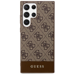 Guess 4G Stripe Collection dėklas, skirtas Samsung Galaxy S23 Ultra - rudas