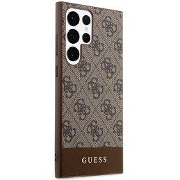 Guess 4G Stripe Collection dėklas, skirtas Samsung Galaxy S23 Ultra - rudas