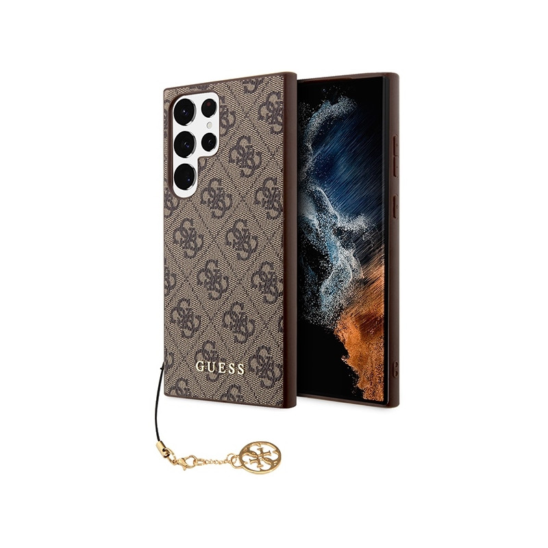 Guess 4G Charms Collection dėklas, skirtas Samsung Galaxy S23 Ultra - rudas