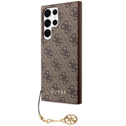 Guess 4G Charms Collection dėklas, skirtas Samsung Galaxy S23 Ultra - rudas