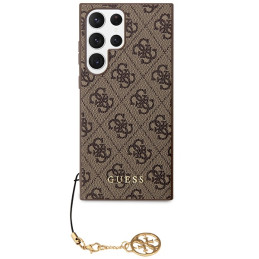 Guess 4G Charms Collection dėklas, skirtas Samsung Galaxy S23 Ultra - rudas