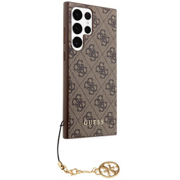 Guess 4G Charms Collection dėklas, skirtas Samsung Galaxy S23 Ultra - rudas
