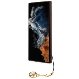 Guess 4G Charms Collection dėklas, skirtas Samsung Galaxy S23 Ultra - rudas