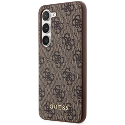 Guess 4G Metal Gold Logo dėklas, skirtas Samsung Galaxy S23+ - rudas