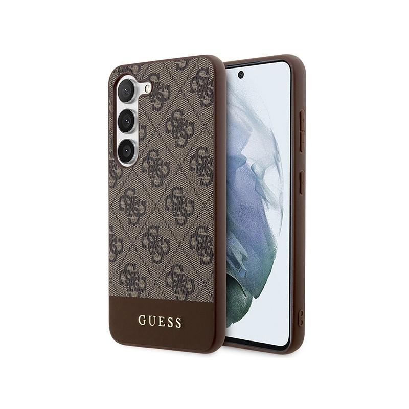 Guess 4G Stripe Collection dėklas, skirtas Samsung Galaxy S23+ - rudas
