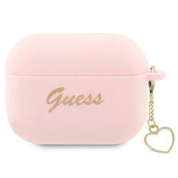 Guess Silicone Charm Heart Collection dėklas, skirtas AirPods Pro 2 – rožinis