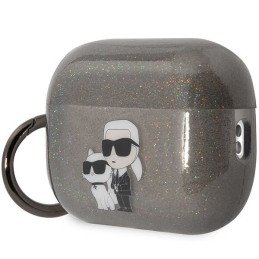 Karl Lagerfeld Glitter Karl&Choupette dėklas, skirtas AirPods Pro 2 - juodas