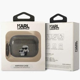 Karl Lagerfeld Glitter Karl&Choupette dėklas, skirtas AirPods Pro 2 - juodas