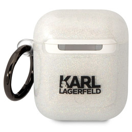 Karl Lagerfeld Glitter Karl&Choupette dėklas, skirtas AirPods 1/ 2 - skaidrus