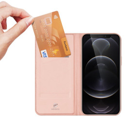 Dux Ducis Skin Pro dėklo dėklas su atvartu iPhone 13 Pro rožinis