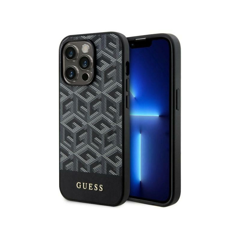 Guess GCube Stripes MagSafe dėklas iPhone 14 Pro Max - juodas