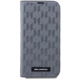 Karl Lagerfeld Saffiano Monogram dėklas, skirtas iPhone 14 Pro Max - sidabrinis