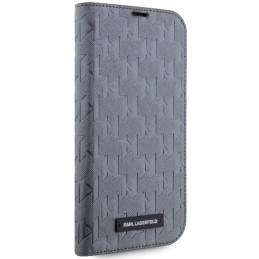Karl Lagerfeld Saffiano Monogram dėklas, skirtas iPhone 14 Pro Max - sidabrinis