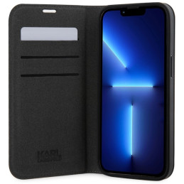 Karl Lagerfeld Saffiano Monogram dėklas iPhone 14 - sidabrinis