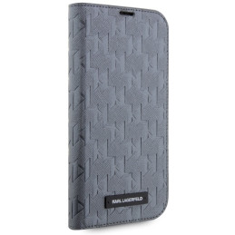 Karl Lagerfeld Saffiano Monogram dėklas iPhone 14 - sidabrinis