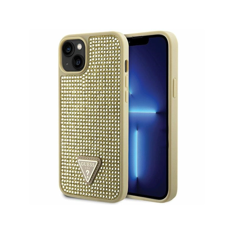 Guess Rhinestone Triangle dėklas iPhone 14 Plus - auksinis