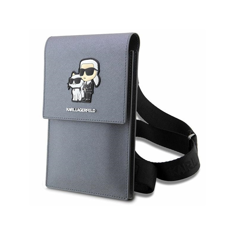 Karl Lagerfeld Saffiano Karl&Choupette rankinė - sidabrinė