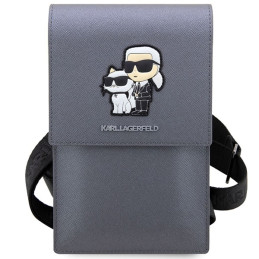 Karl Lagerfeld Saffiano Karl&Choupette rankinė - sidabrinė