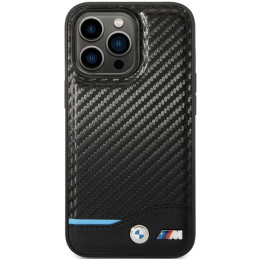 BMW Leather Carbon dėklas iPhone 13 Pro / iPhone 13 - juodas