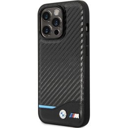 BMW Leather Carbon dėklas iPhone 13 Pro Max - juodas