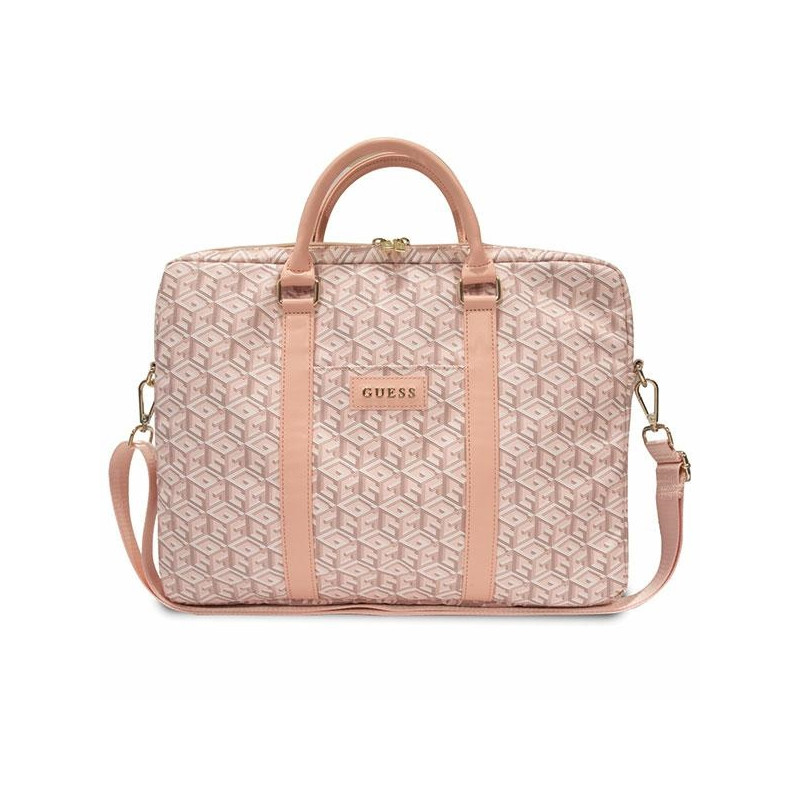 Guess GCube Stripes krepšys 16" nešiojamam kompiuteriui - rožinis