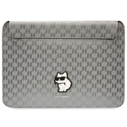 Karl Lagerfeld Saffiano Monogram Choupette dėklas 14" nešiojamam kompiuteriui – sidabrinis