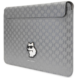 Karl Lagerfeld Saffiano Monogram Choupette dėklas 14" nešiojamam kompiuteriui – sidabrinis