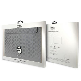 Karl Lagerfeld Saffiano Monogram Choupette dėklas 14" nešiojamam kompiuteriui – sidabrinis