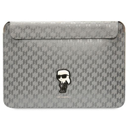 Karl Lagerfeld Saffiano Monogram Ikonik dėklas 14" nešiojamam kompiuteriui – sidabrinis