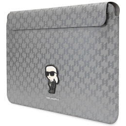 Karl Lagerfeld Saffiano Monogram Ikonik dėklas 14" nešiojamam kompiuteriui – sidabrinis