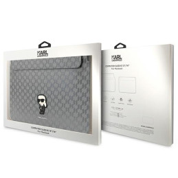 Karl Lagerfeld Saffiano Monogram Ikonik dėklas 14" nešiojamam kompiuteriui – sidabrinis