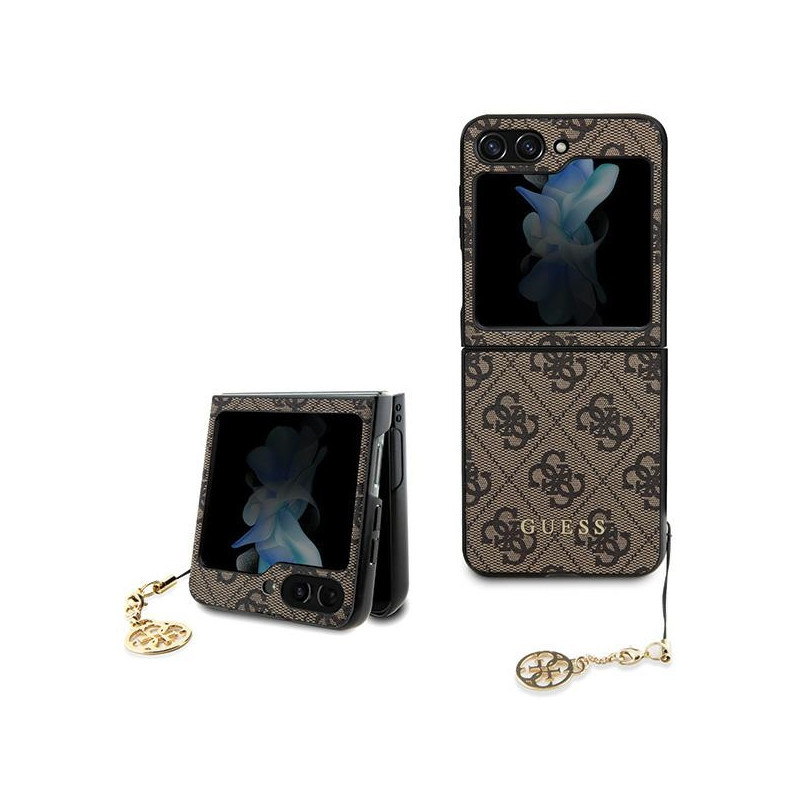 Guess 4G Charms Collection dėklas, skirtas Samsung Galaxy Z Flip 5 - rudas