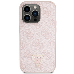 Guess Crossbody 4G metalinis logotipo dėklas iPhone 14 Pro - rožinis