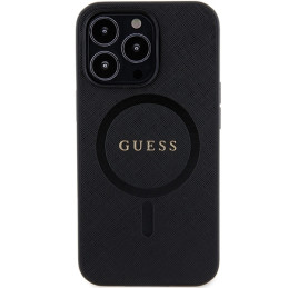 Guess Saffiano MagSafe dėklas iPhone 13 Pro Max - juodas