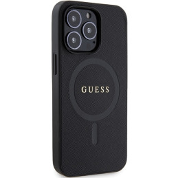 Guess Saffiano MagSafe dėklas iPhone 13 Pro Max - juodas