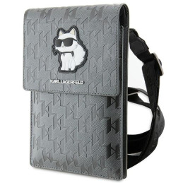 Karl Lagerfeld Saffiano Monogram Choupette krepšys – sidabrinis