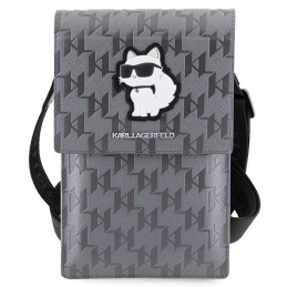 Karl Lagerfeld Saffiano Monogram Choupette krepšys – sidabrinis