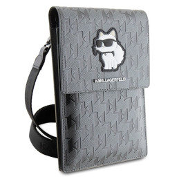Karl Lagerfeld Saffiano Monogram Choupette krepšys – sidabrinis
