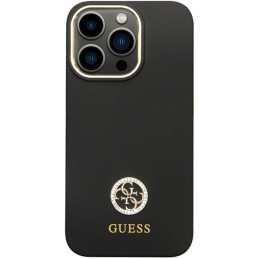 Guess Silicone Logo Strass 4G dėklas, skirtas iPhone 13 Pro / iPhone 13 – juodas