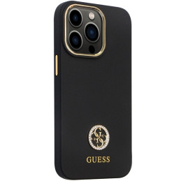 Guess Silicone Logo Strass 4G dėklas, skirtas iPhone 13 Pro / iPhone 13 – juodas
