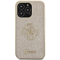 Guess Glitter Script Big 4G dėklas, skirtas iPhone 13 Pro Max - auksinis