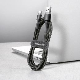 „Baseus Cafule“ kabelis Patvarus nailoninis USB / USB-C kabelis QC3.0 2A 2M juodai pilkas (CATKLF-CG1)