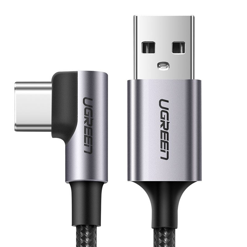 Ugreen US284 50941 USB-A (tiesus) / USB-C (kampinis) kabelis 3A 1m - pilkas