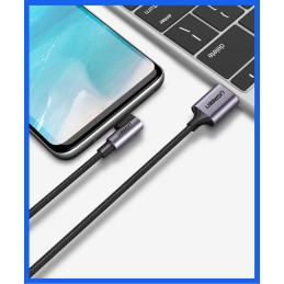 Ugreen US284 50941 USB-A (tiesus) / USB-C (kampinis) kabelis 3A 1m - pilkas