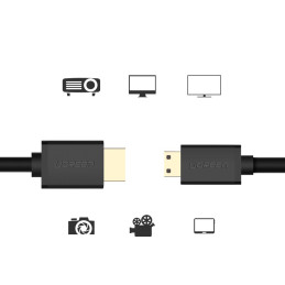 Ugreen kabelis HDMI – mini HDMI 19 kontaktų 2.0v 4K 60Hz 30AWG 1.5m juodas (11167)