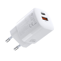 Choetech PD5006 GaN USB-A / USB-C 33W PD QC sieninis įkroviklis - baltas