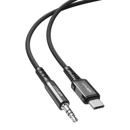 Acefast garso kabelis USB Type C – 3,5 mm mini lizdas (vyriškas) 1,2 m, AUX juodas (C1-08 juodas)