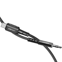 Acefast garso kabelis USB Type C – 3,5 mm mini lizdas (vyriškas) 1,2 m, AUX juodas (C1-08 juodas)