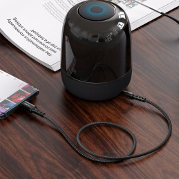 Acefast garso kabelis USB Type C – 3,5 mm mini lizdas (vyriškas) 1,2 m, AUX juodas (C1-08 juodas)